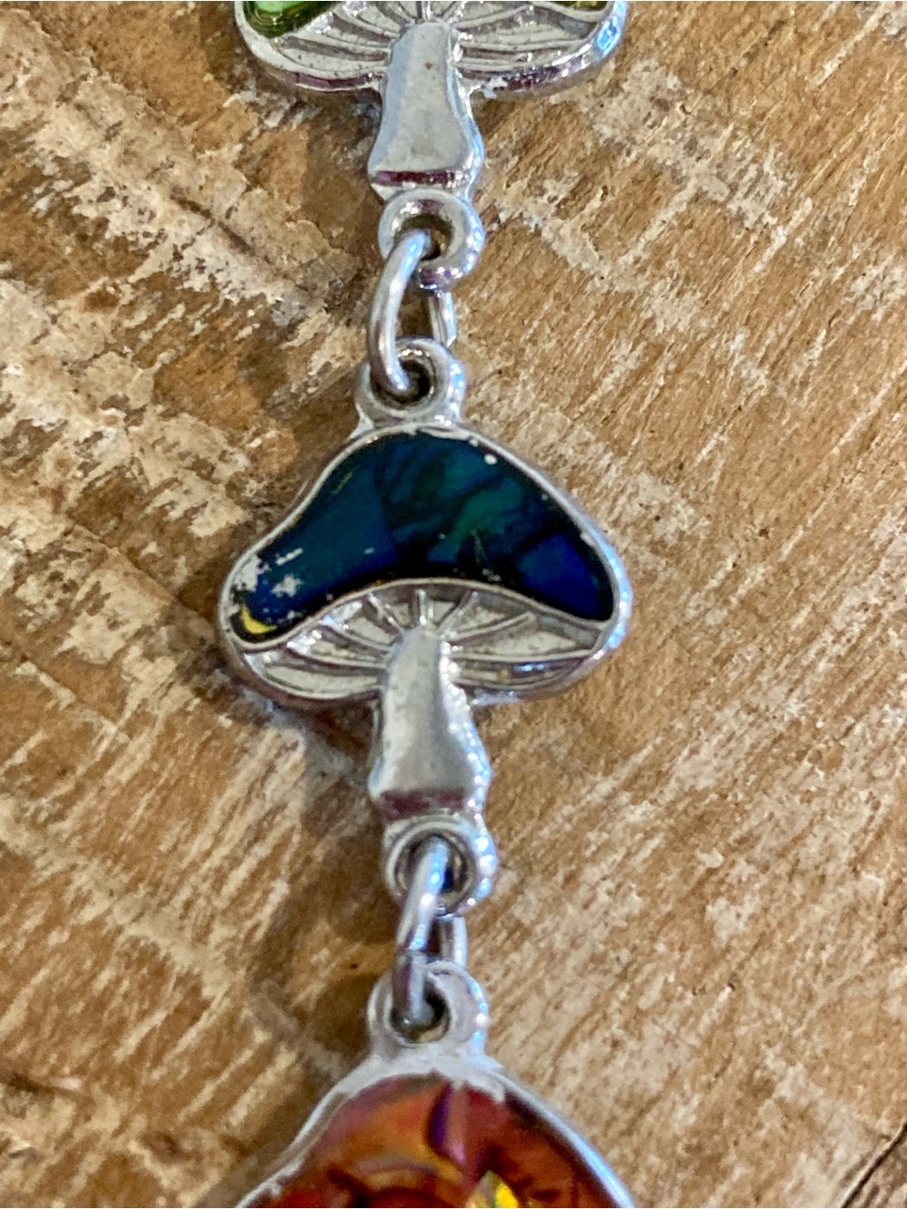 Y2K Mushroom Link Bracelet Silver Tone 7” Long - Picture 6 of 12
